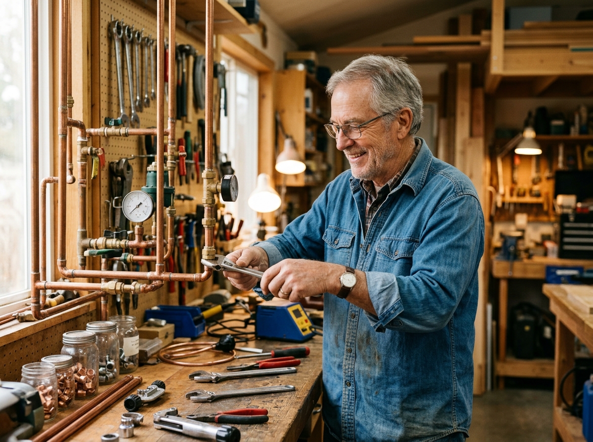 John Gilmore working in workshop